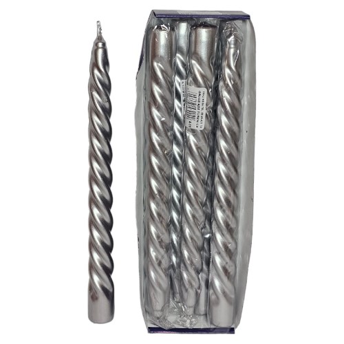 Vela Espiral 25cm - Prateado, Pack 8