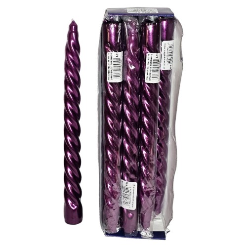 Vela Espiral 25cm - Roxo, Pack 8