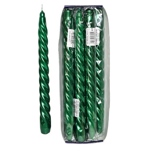 Vela Espiral 25cm - Verde, Pack 8