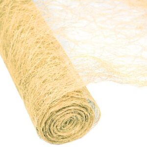 Rolo de abaca natural, estrutural e leve, enrolado em 10 metros para uso decorativo e floral