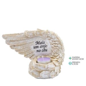 Asa de Anjo em Resina com Porta Vela 20x9x14cm
