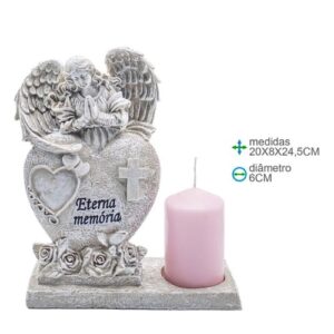 Anjo em Resina com Porta Vela 20x8x24,5cm