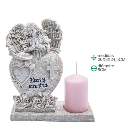 Anjo em Resina com Porta Vela 20x8x24,5cm