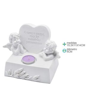 Anjos em Resina com Porta Vela 15,3x11x14cm