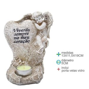 Anjo em Resina com Porta Vela 13x11,5x19cm