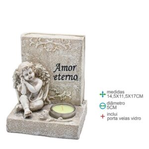 Anjo em Resina com Porta Vela 14,5x11,5x17cm