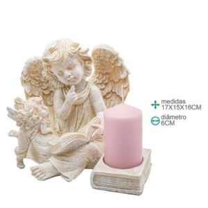 Anjos em Resina com Porta Vela 17x15x16cm