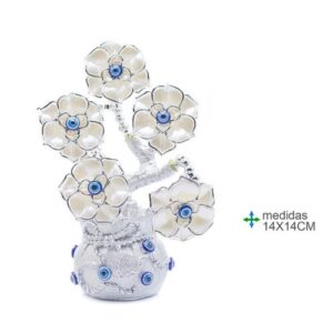 Árvore de Olho Turco 14x14cm - Prateado / Flores