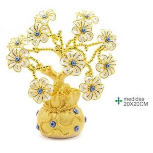 Árvore de Olho Turco 20x20cm - Dourado / Flores