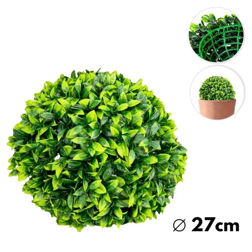 Bola Decorativa com Folhas Verdes Artificiais 27cm
