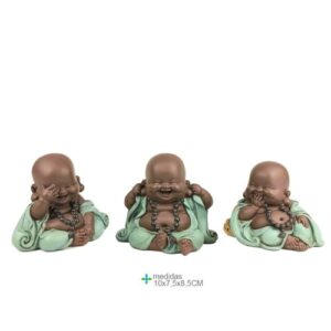 Buda em Resina 10x7,5x8,5cm - Cego, Surdo e Mudo