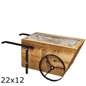 Caixa decorativa em madeira com formato de carroça, revestimento interior, estilo rústico e 22x12 cm