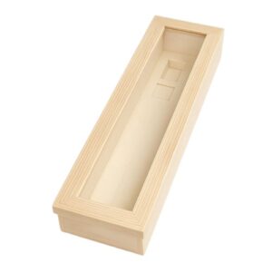 Caixa em Madeira com Vidro para Vela de Batizado 9x37,5x6,5cm