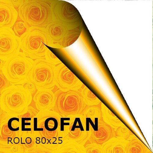 Rolo de Celofane Decorado 80cm x 25m - Rosas, Laranja