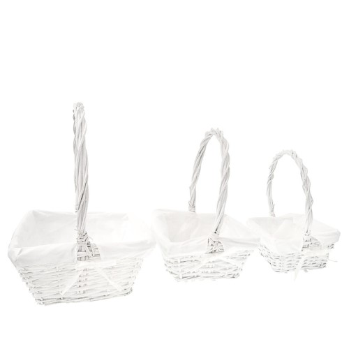 Cesto Quadrado com Asa - Pack 3, Branco