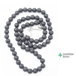 Colar de Pedras Vulcânicas 6mm