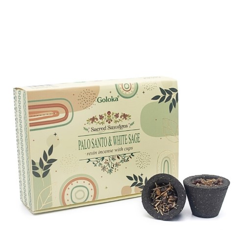 Copo de Carvão com Resina Natural - 6 copos, Pau Santo e Sálvia Branca