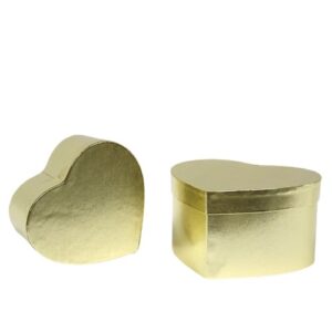 Caixa Coração em Cartão com Tampa 22x19x12cm - Pack 2, Dourado Metalizado