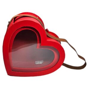 Caixa Coração em Cartão com Alsa 28x26,5x11cm, Pack 2, Vermelho