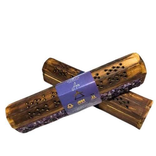 Caixa Porta Incensos em Madeira - 10 Varetas, Elemento Ar