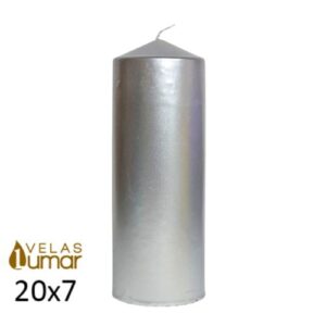 Vela Decorativa 20x7cm - Prateado Metalizado