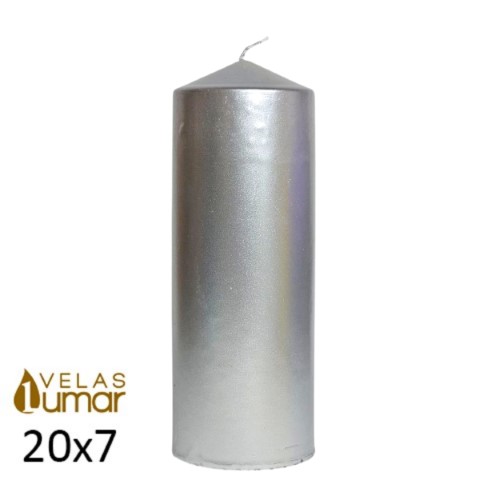 Vela Decorativa 20x7cm - Prateado Metalizado
