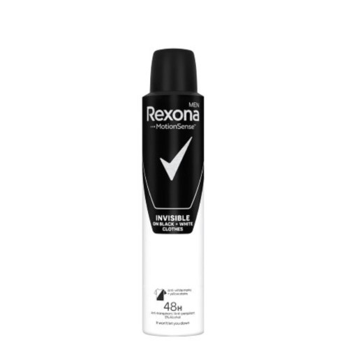 Desodorizante Spray Rexona Men 200ml - Invisible Black & White Clothes