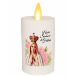 Círio Vela Elétrica com Imagem sem Pilhas - Nossa Senhora de Fátima