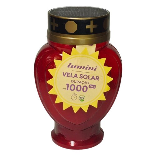 Círio Vela Solar Elétrica Coração - Vermelho