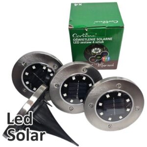 Iluminação Solar Disco LED Colorido - Pack 4