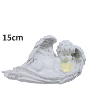 Anjo Deitado em Resina LED com Pilhas 28cm