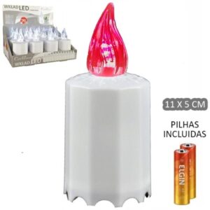 Vela Elétrica LED Melius com Pilhas - Branco, Luz Vermelha