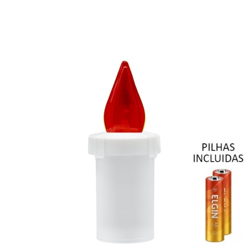 Vela Elétrica LED Memor com Pilhas - Branco, Luz Vermelha