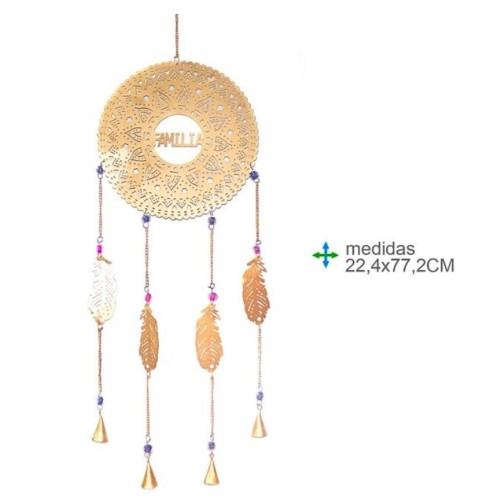 Espanta Espíritos em metal com pendentes em forma de penas, decoração esotérica para ambiente familiar