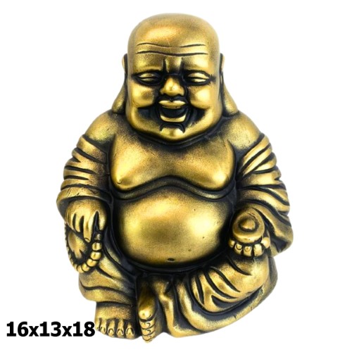 Buda Sentado em Resina 16x13x18cm - Dourado e Preto