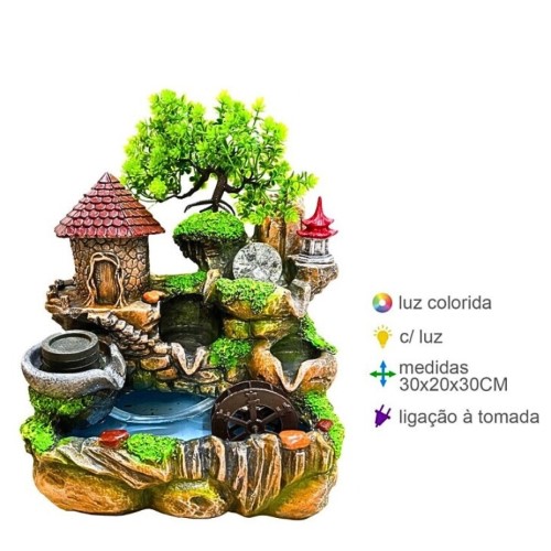 Fonte de Água em Resina com Luz 30x20x30cm