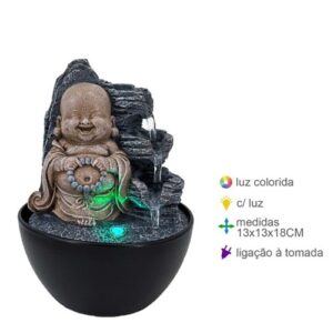 Fonte de Água em Resina com Monge 13x13x18cm