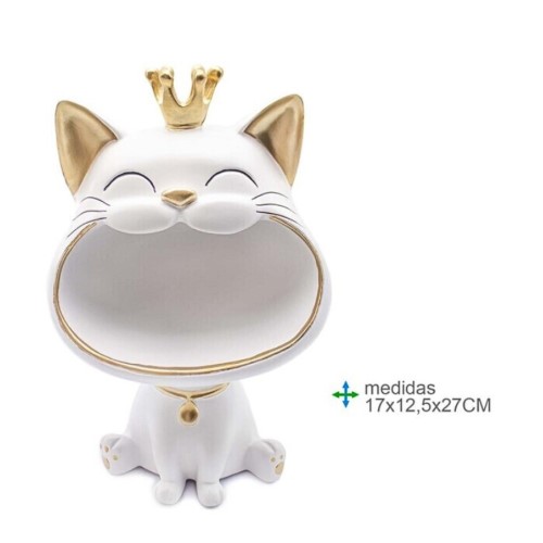 Gato Branco em Resina 17x12x27cm