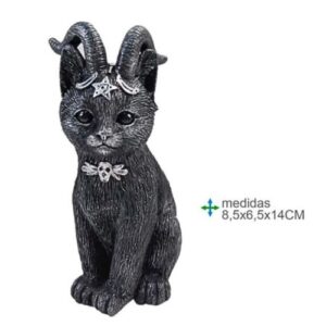 Gato Wicca Preto em Resina 8,5x6,5x14cm