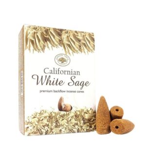 Incenso Fluxo de Retorno em Cone - 12 Unidades, Sálvia Branca