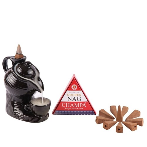 Incenso Fluxo de Retorno em Cone - 10 Unidades, Nag Champa