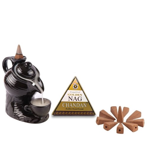 Incenso Fluxo de Retorno em Cone - 10 Unidades, Nag Chandan