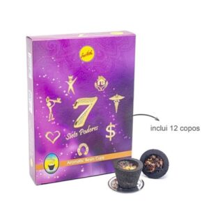 Incenso em Copo de Carvão com Resina Natural - 12 copos, 7 Poderes