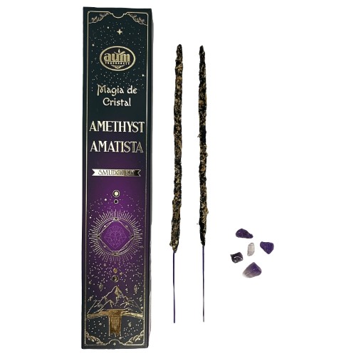 Magia de Cristal - Incenso AUM em Vareta com Cristal - Ametista