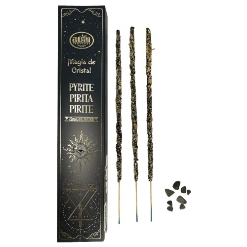 Magia de Cristal - Incenso AUM em Vareta com Cristal - Pirite