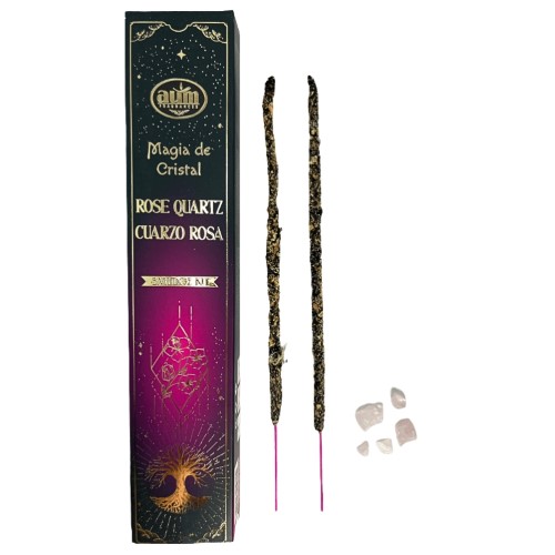 Magia de Cristal - Incenso AUM em Vareta com Cristal - Quartzo Rosa