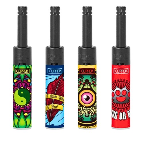 Isqueiro Clipper Mini Tube recarregável com design colorido estilo tattoo