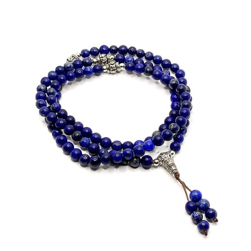 Cordão Sagrado com 108 Contas em Pedra - Lápis Lazúli