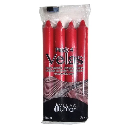 Vela Cónica 17,5cm - Pack 4, Vermelho