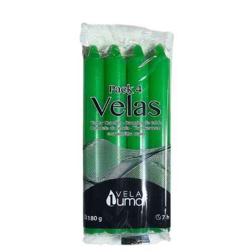 Vela Cónica 17,5cm - Pack 4, Verde